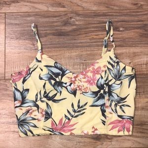 H&M light yellow floral crop top
